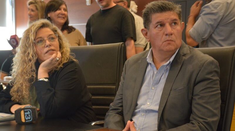 Secretaria de Educación, Lic. Mariela Lueje junto al Director de Protección Civil, Carlos heredia