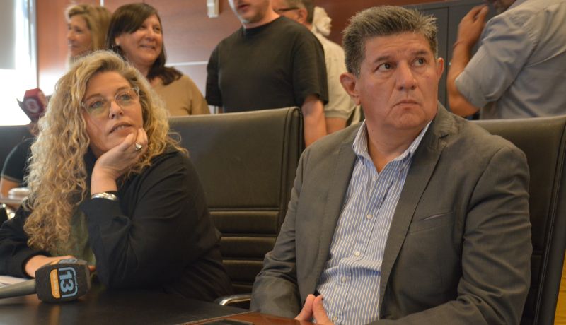 Secretaria de Educación, Lic. Mariela Lueje junto al Director de Protección Civil, Carlos heredia