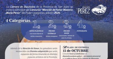Inscripción «Mención de Honor Maestro Mario Pérez 2026» de la Cámara de Diputados de San Juan