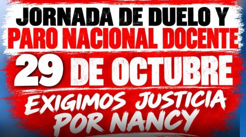 UDA convoca a Paro Nacional Docente y Jornada de Duelo el 29 de Octubre 